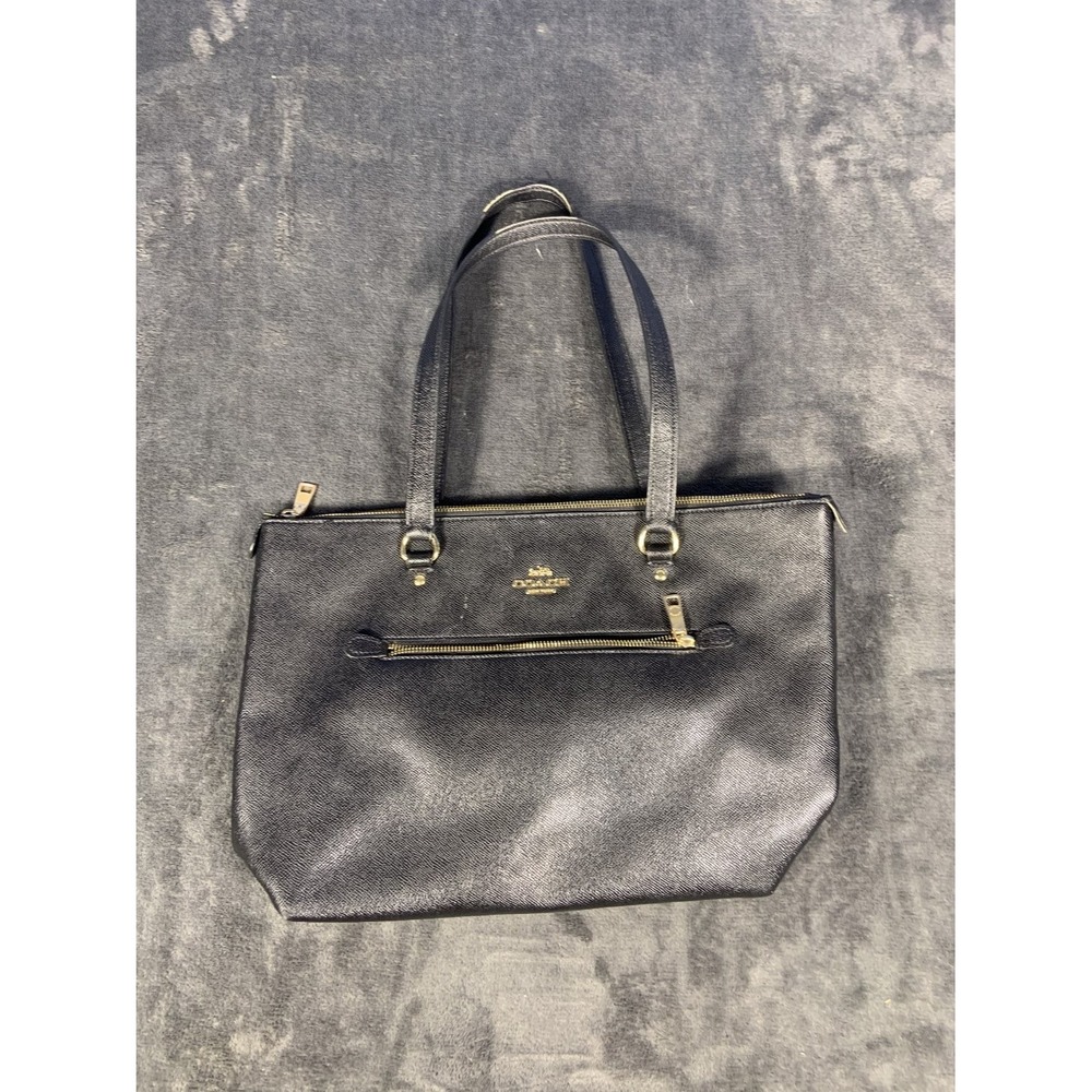 Coach Gallery Tote Black Crossgrain Leather Shoulder Bag F79608 Gold Hardware